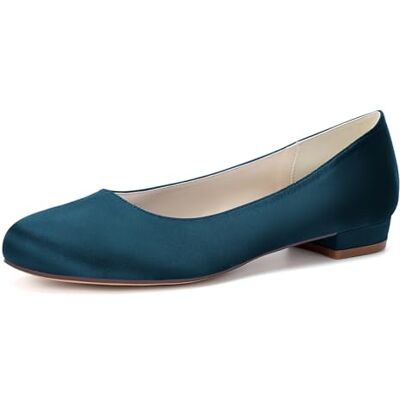 HFWXYSA Runde Zehenpartie, Satin, Flache Hochzeitsschuhe für Braut, Bequeme Brautschuhe, Flache Schuhe, Abschlussball, Abendparty, Kleid, Pumps für Damen HFWXYSA Runde Zehenpartie, Satin, Flache Hochzeitsschuhe für Braut, Bequeme Brautschuhe, Flache Schuhe, Abschlussball, Abendparty, Kleid, Pumps für Damen