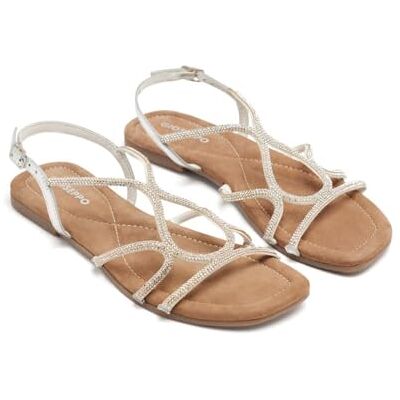 GIOSEPPO Damen Gilmanton Flache Sandale, Silber, 39 EU GIOSEPPO Damen Gilmanton Flache Sandale, Silber, 39 EU