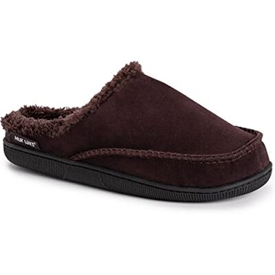MUK LUKS Herren Clog aus Wildlederimitat Hausschuh, braun, Small MUK LUKS Herren Clog aus Wildlederimitat Hausschuh, braun, Small