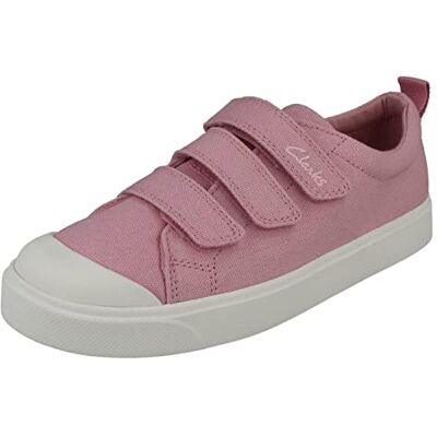 Clarks Mädchen City Vibe K Sneaker, Pink Canvas, 30 EU Clarks Mädchen City Vibe K Sneaker, Pink Canvas, 30 EU