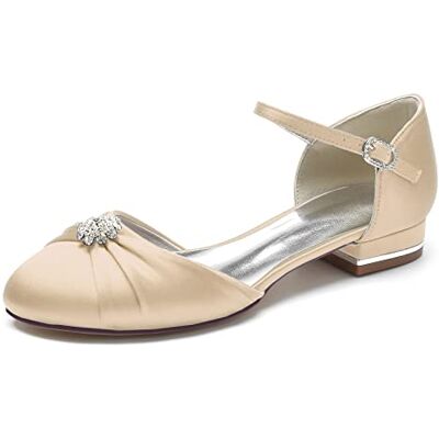 LRMYMHY Damen Hochzeitsschuhe Für Braut Geschlossene Zehe Brautschuhe Ivory Weiß Satin Pumps Flach Ballerina Brautschuhe LRMYMHY Damen Hochzeitsschuhe Für Braut Geschlossene Zehe Brautschuhe Ivory Weiß Satin Pumps Flach Ballerina Brautschuhe