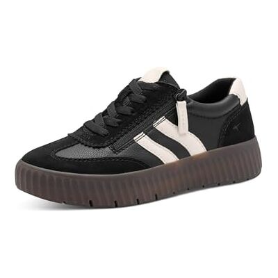 Tamaris Damen Wide FIT Sneaker flach mit Reißverschluss Freizeit, Schwarz (Black Comb), 38 EU Tamaris Damen Wide FIT Sneaker flach mit Reißverschluss Freizeit, Schwarz (Black Comb), 38 EU