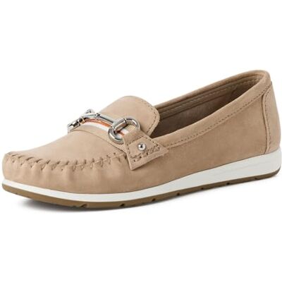 MARCO TOZZI Damen Mokassin weiches Feel Me Fußbett Leder Premium, beige (LT.TAN), 41 EU MARCO TOZZI Damen Mokassin weiches Feel Me Fußbett Leder Premium, beige (LT.TAN), 41 EU