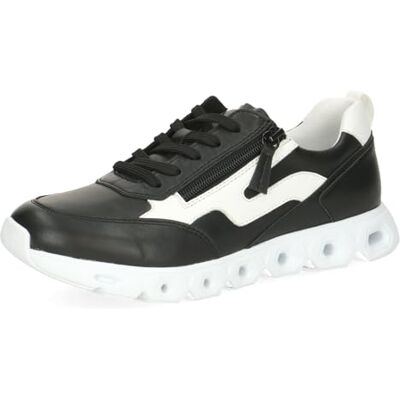 CAPRICE Damen Sneaker aus Leder, Schwarz (Black/White), 42 CAPRICE Damen Sneaker aus Leder, Schwarz (Black/White), 42