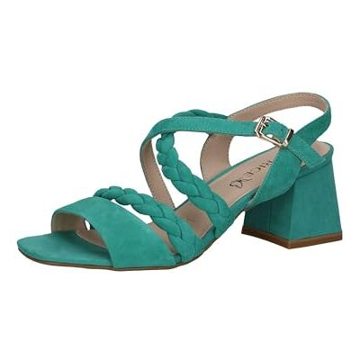CAPRICE Damen Sandalen mit Absatz aus Leder mit Fußbett, Türkis (Emerald Suede), 41 EU CAPRICE Damen Sandalen mit Absatz aus Leder mit Fußbett, Türkis (Emerald Suede), 41 EU