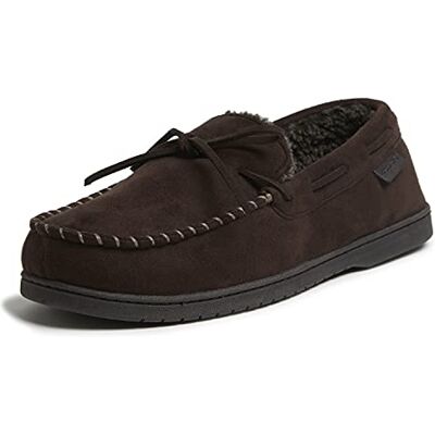 Dearfoams Toby Herren-Mokassin aus Microsuede mit Schnürung, Braun (coffee), Medium Dearfoams Toby Herren-Mokassin aus Microsuede mit Schnürung, Braun (coffee), Medium