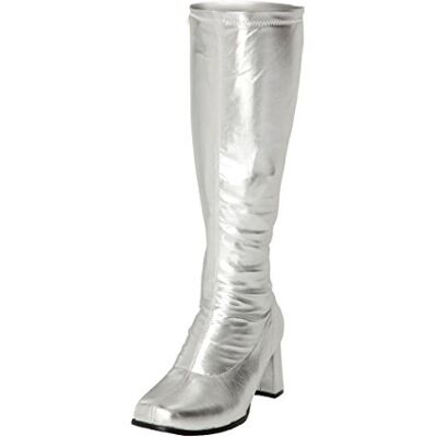 Gizelle Go Go Go Stiefel für Damen, 1960er und 1970er Jahre, Retro, Größen 36-47, silber, 39 EU Gizelle Go Go Go Stiefel für Damen, 1960er und 1970er Jahre, Retro, Größen 36-47, silber, 39 EU