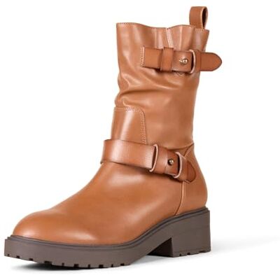 Amazon Damen Halbhohe Bikerstiefel, Bräunen, 37 EU Amazon Damen Halbhohe Bikerstiefel, Bräunen, 37 EU