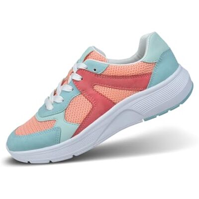 Bugatti Damen-Sneaker in Multicolor mit intelligenter Schnürung, gepolsterten herausnehmbaren Einlegesohlen, leichtem Design und lebhaftem Stil, hellblau/hellrot, 42 EU Bugatti Damen-Sneaker in Multicolor mit intelligenter Schnürung, gepolsterten herausnehmbaren Einlegesohlen, leichtem Design und lebhaftem Stil, hellblau/hellrot, 42 EU
