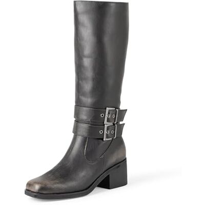 The Drop Damen Sage Tall Biker Boot mit Schnallen, Distressed Cognac, 7 The Drop Damen Sage Tall Biker Boot mit Schnallen, Distressed Cognac, 7
