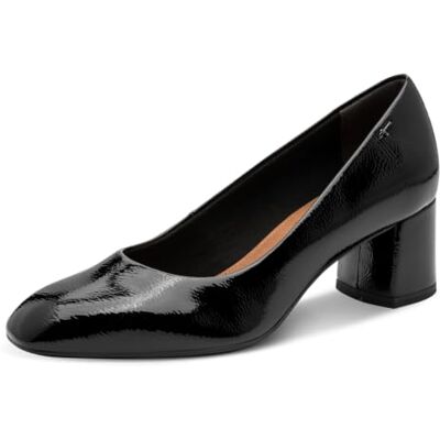 Tamaris Damen Pumps mit Blockabsatz, schwarz (Black PATENT),41 Tamaris Damen Pumps mit Blockabsatz, schwarz (Black PATENT),41