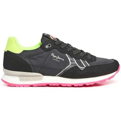 Pepe Jeans Damen Brit Neon W Sneaker, Schwarz (Schwarz), 3 Pepe Jeans Damen Brit Neon W Sneaker, Schwarz (Schwarz), 3