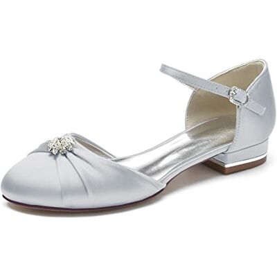 LRMYMHY Damen Hochzeitsschuhe Für Braut Geschlossene Zehe Brautschuhe Ivory Weiß Satin Pumps Flach Ballerina Brautschuhe LRMYMHY Damen Hochzeitsschuhe Für Braut Geschlossene Zehe Brautschuhe Ivory Weiß Satin Pumps Flach Ballerina Brautschuhe