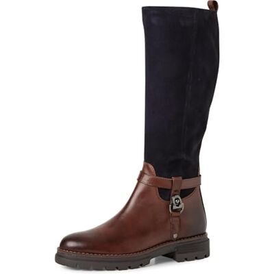 MARCO TOZZI Damen Stiefel aus Leder mit Reißverschluss, Mehrfarbig (Chestnut/Navy), 40 EU MARCO TOZZI Damen Stiefel aus Leder mit Reißverschluss, Mehrfarbig (Chestnut/Navy), 40 EU