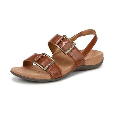 Vionic Damen Reese Flache Sandals, Braunes Leder, Weite, EU 35 Vionic Damen Reese Flache Sandals, Braunes Leder, Weite, EU 35