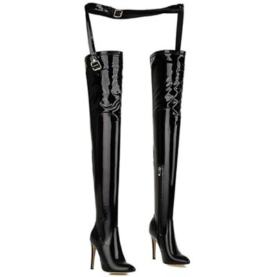 WOkismD 11CM/ 4.33IN Plus Größe Performance Pole Dance Sexy Lackleder Stiletto Heels Oberschenkel-Hohe Stiefel Spitz Toe Sexy Pant-Taille Stiefel WOkismD 11CM/ 4.33IN Plus Größe Performance Pole Dance Sexy Lackleder Stiletto Heels Oberschenkel-Hohe Stiefel Spitz Toe Sexy Pant-Taille Stiefel