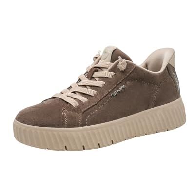 Tamaris Comfort Damen Step IN Leder Sneaker flach zum Schlupfen Wide Fit Mushroom Suede 37 Tamaris Comfort Damen Step IN Leder Sneaker flach zum Schlupfen Wide Fit Mushroom Suede 37