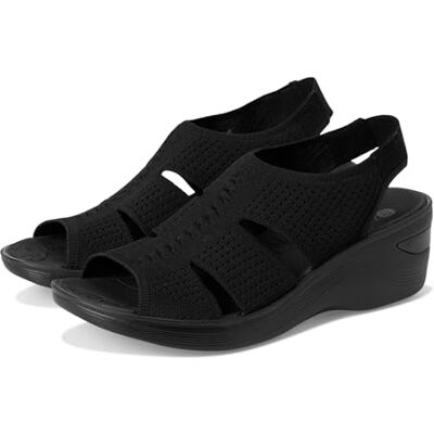 BZees Damen Sandalen mit Keilabsatz, Schwarz gestrickt, 40.5 EU BZees Damen Sandalen mit Keilabsatz, Schwarz gestrickt, 40.5 EU