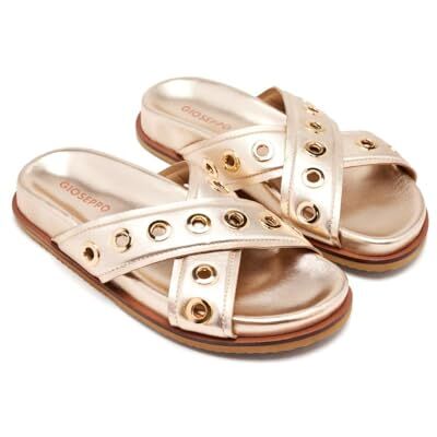 GIOSEPPO Leder-Sandalen mit Ösen, Platinfarben, 40 EU GIOSEPPO Leder-Sandalen mit Ösen, Platinfarben, 40 EU