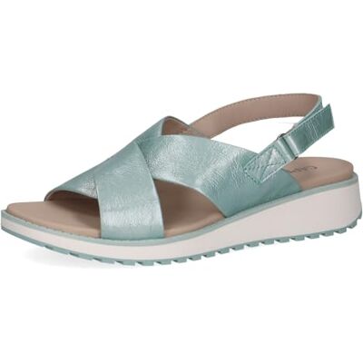 CAPRICE Damen Sandalen flach aus Leder mit Klettverschluss, Türkis (Turquoise Napl), 38 EU CAPRICE Damen Sandalen flach aus Leder mit Klettverschluss, Türkis (Turquoise Napl), 38 EU