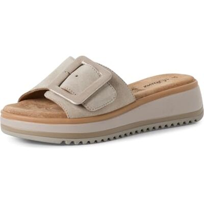 S. Oliver Damen Pantoletten aus Leder mit Schnalle, Beige (Beige), 39 EU S. Oliver Damen Pantoletten aus Leder mit Schnalle, Beige (Beige), 39 EU