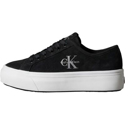 Calvin Damen Vulcanized Sneaker Laceup Suede mit Logo, Schwarz (Ck Black), 40 Calvin Damen Vulcanized Sneaker Laceup Suede mit Logo, Schwarz (Ck Black), 40