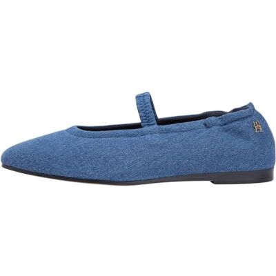 Tommy Hilfiger Damen Ballerinas Denim Ellastic mit Stretch-Riemen, Blau (Denim), 42 Tommy Hilfiger Damen Ballerinas Denim Ellastic mit Stretch-Riemen, Blau (Denim), 42