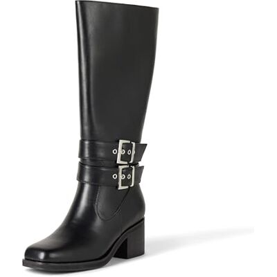 The Drop Damen Sage Tall Bikerstiefel mit Schnallen, Schwarz, Größe 41 The Drop Damen Sage Tall Bikerstiefel mit Schnallen, Schwarz, Größe 41