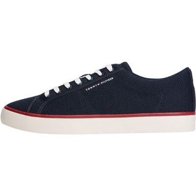 Tommy Hilfiger Herren Vulcanized Sneaker Harlem Core Textile zum Schnüren, Blau (Desert Sky), 42 Tommy Hilfiger Herren Vulcanized Sneaker Harlem Core Textile zum Schnüren, Blau (Desert Sky), 42