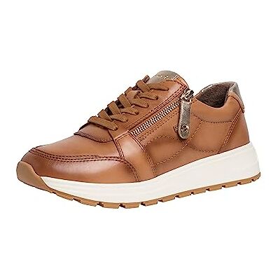 Tamaris Comfort Damen Sneaker flach aus Leder Comfort Fit, Braun (Cognac), 40 EU Tamaris Comfort Damen Sneaker flach aus Leder Comfort Fit, Braun (Cognac), 40 EU