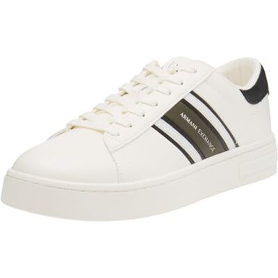 Armani Exchange Male London, Side Stripes, Color Contrast, Sneaker,White,7.5 Armani Exchange Male London, Side Stripes, Color Contrast, Sneaker,White,7.5
