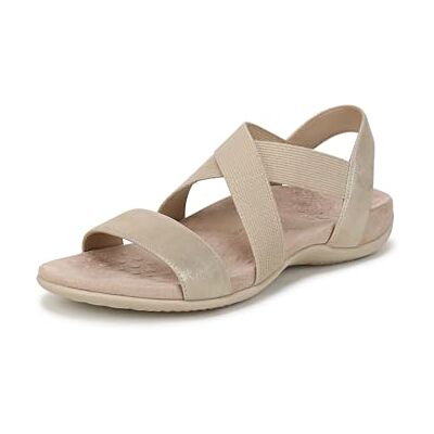 Vionic Damen Raina Flache Sandals, Gold Leder, Mittel, EU 41 Vionic Damen Raina Flache Sandals, Gold Leder, Mittel, EU 41