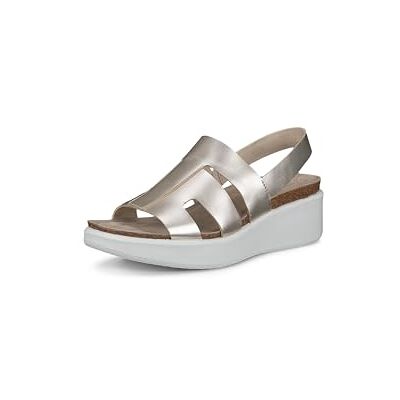 Ecco Damen Flowt Cork Oasis Sandale, Reines Weißgold/reines Weißgold, 10-10.5 Ecco Damen Flowt Cork Oasis Sandale, Reines Weißgold/reines Weißgold, 10-10.5