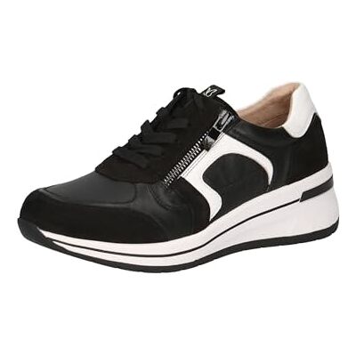 CAPRICE Comfort Damen Wedge Sneaker aus Leder mit Reißverschluss, Mehrfarbig (Black/White), 36 EU CAPRICE Comfort Damen Wedge Sneaker aus Leder mit Reißverschluss, Mehrfarbig (Black/White), 36 EU