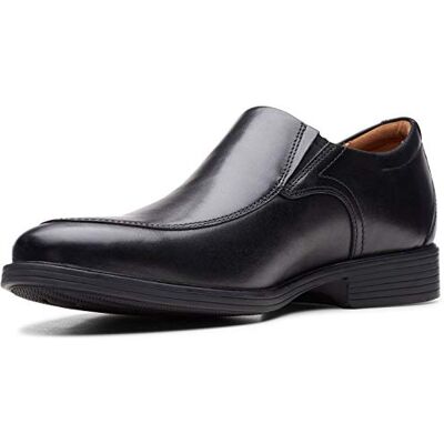 Clarks Herren Whiddon Step Slipper, schwarzes Leder, 45 EU Weit Clarks Herren Whiddon Step Slipper, schwarzes Leder, 45 EU Weit