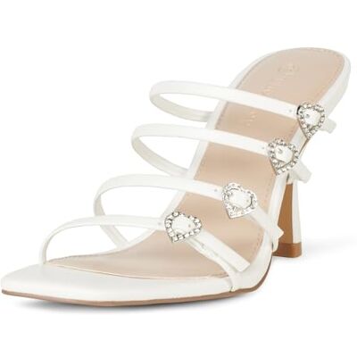 The Drop Damen Naomi Riemchensandalen mit Schnalle und Absatz, Weißes Herz, 40 EU The Drop Damen Naomi Riemchensandalen mit Schnalle und Absatz, Weißes Herz, 40 EU