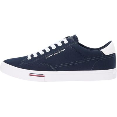 Tommy Hilfiger Herren Vulcanized Sneaker Long Lace Canvas Low Top, Blau (Desert Sky), 44 Tommy Hilfiger Herren Vulcanized Sneaker Long Lace Canvas Low Top, Blau (Desert Sky), 44