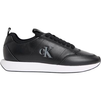 Calvin Damen Runner Sneaker Retro Sock Patch Low Top, Schwarz (Ck Black), 35 Calvin Damen Runner Sneaker Retro Sock Patch Low Top, Schwarz (Ck Black), 35