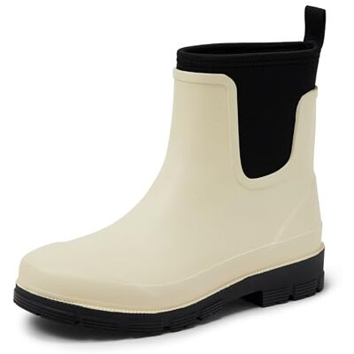 Amazon Damen Wasserdichte Chelsea-Stiefelette-Regenstiefel, Elfenbein, 35 EU Amazon Damen Wasserdichte Chelsea-Stiefelette-Regenstiefel, Elfenbein, 35 EU