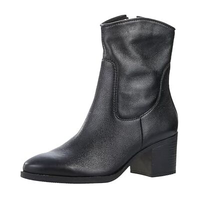 MARCO TOZZI Damen Stiefeletten mit Absatz aus Leder mit Reißverschluss, Schwarz (Black), 40 EU MARCO TOZZI Damen Stiefeletten mit Absatz aus Leder mit Reißverschluss, Schwarz (Black), 40 EU