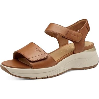 Tamaris Comfort Damen Sandalen flach aus Leder mit Klettverschluss, Braun (Nut), 37 EU Tamaris Comfort Damen Sandalen flach aus Leder mit Klettverschluss, Braun (Nut), 37 EU