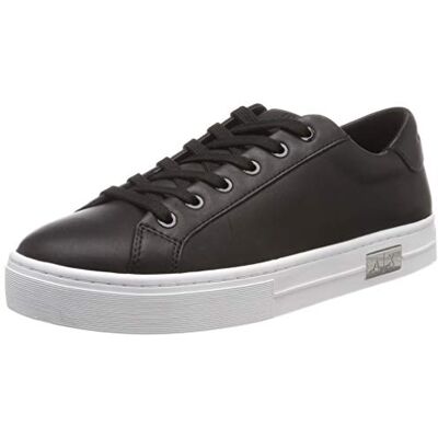 Armani Exchange Damen Cow Leather lace up Sneaker, Schwarz (Black + White A120), 37 EU Armani Exchange Damen Cow Leather lace up Sneaker, Schwarz (Black + White A120), 37 EU