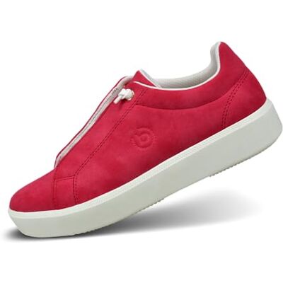 Bugatti Damenr Sneakers mit Nahtdetails, Logo-Element, glatter Oberfläche und elastischen Schnürsenkeln für einfaches Anziehen, rot, 40 EU Bugatti Damenr Sneakers mit Nahtdetails, Logo-Element, glatter Oberfläche und elastischen Schnürsenkeln für einfaches Anziehen, rot, 40 EU