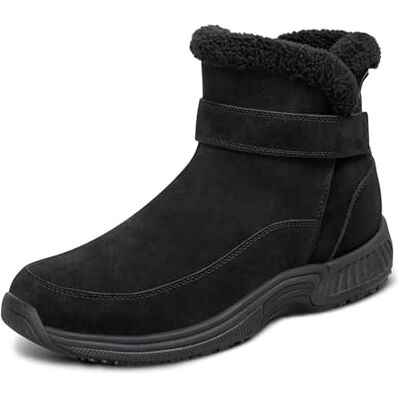Orthofeet Bliss Orthopädische Damen Winterstiefel Hands-Free Slip-On Schneebooties Mit Kunstfellfutter, Wasserabweisendem Veloursleder, Verstellbarem Riemen & Fußgewölbestütze Orthofeet Bliss Orthopädische Damen Winterstiefel Hands-Free Slip-On Schneebooties Mit Kunstfellfutter, Wasserabweisendem Veloursleder, Verstellbarem Riemen & Fußgewölbestütze