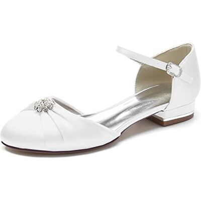 LRMYMHY Damen Hochzeitsschuhe Für Braut Geschlossene Zehe Brautschuhe Ivory Weiß Satin Pumps Flach Ballerina Brautschuhe LRMYMHY Damen Hochzeitsschuhe Für Braut Geschlossene Zehe Brautschuhe Ivory Weiß Satin Pumps Flach Ballerina Brautschuhe