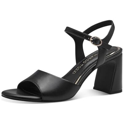 MARCO TOZZI Damen Sandalen mit Absatz mit Verstellbarem Riemen Vegan, Schwarz (Schwarz), 40 EU MARCO TOZZI Damen Sandalen mit Absatz mit Verstellbarem Riemen Vegan, Schwarz (Schwarz), 40 EU