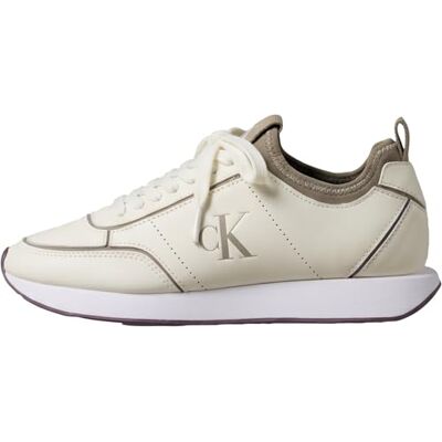 Calvin Damen Runner Sneaker Retro Sock aus Leder, Elfenbein (Tofu/Desert Taupe/Bord), 35 Calvin Damen Runner Sneaker Retro Sock aus Leder, Elfenbein (Tofu/Desert Taupe/Bord), 35