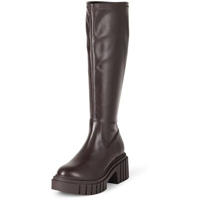 The Drop Kennedy Plateau-Stiefel für Damen, Schlupfsohle, Schokoladenbraun, Größe 47 The Drop Kennedy Plateau-Stiefel für Damen, Schlupfsohle, Schokoladenbraun, Größe 47