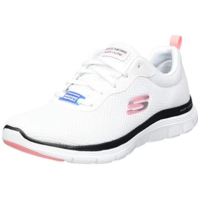 Skechers Damen Flex Appeal 4.0 Brilliant View sneakers,sports shoes, White Mesh Black Pink Trim, 41 EU Skechers Damen Flex Appeal 4.0 Brilliant View sneakers,sports shoes, White Mesh Black Pink Trim, 41 EU
