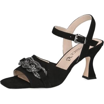 CAPRICE Damen Sandalen mit Absatz aus Leder mit Riemchen, Schwarz (Black Suede), 36 EU CAPRICE Damen Sandalen mit Absatz aus Leder mit Riemchen, Schwarz (Black Suede), 36 EU